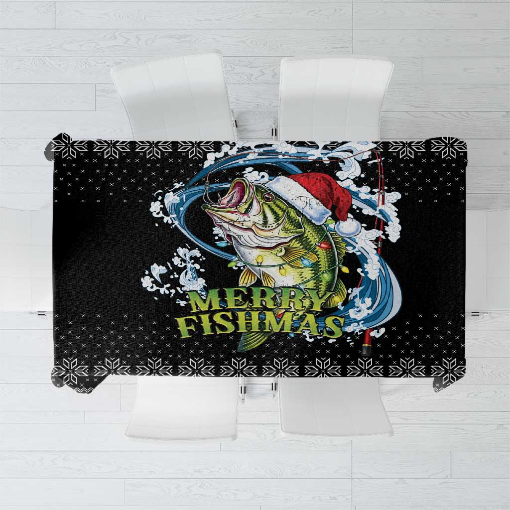 Funny Fishmas Bass Tablecloth Fish Santa Hat Christmas Vibes - Wonder Print Shop