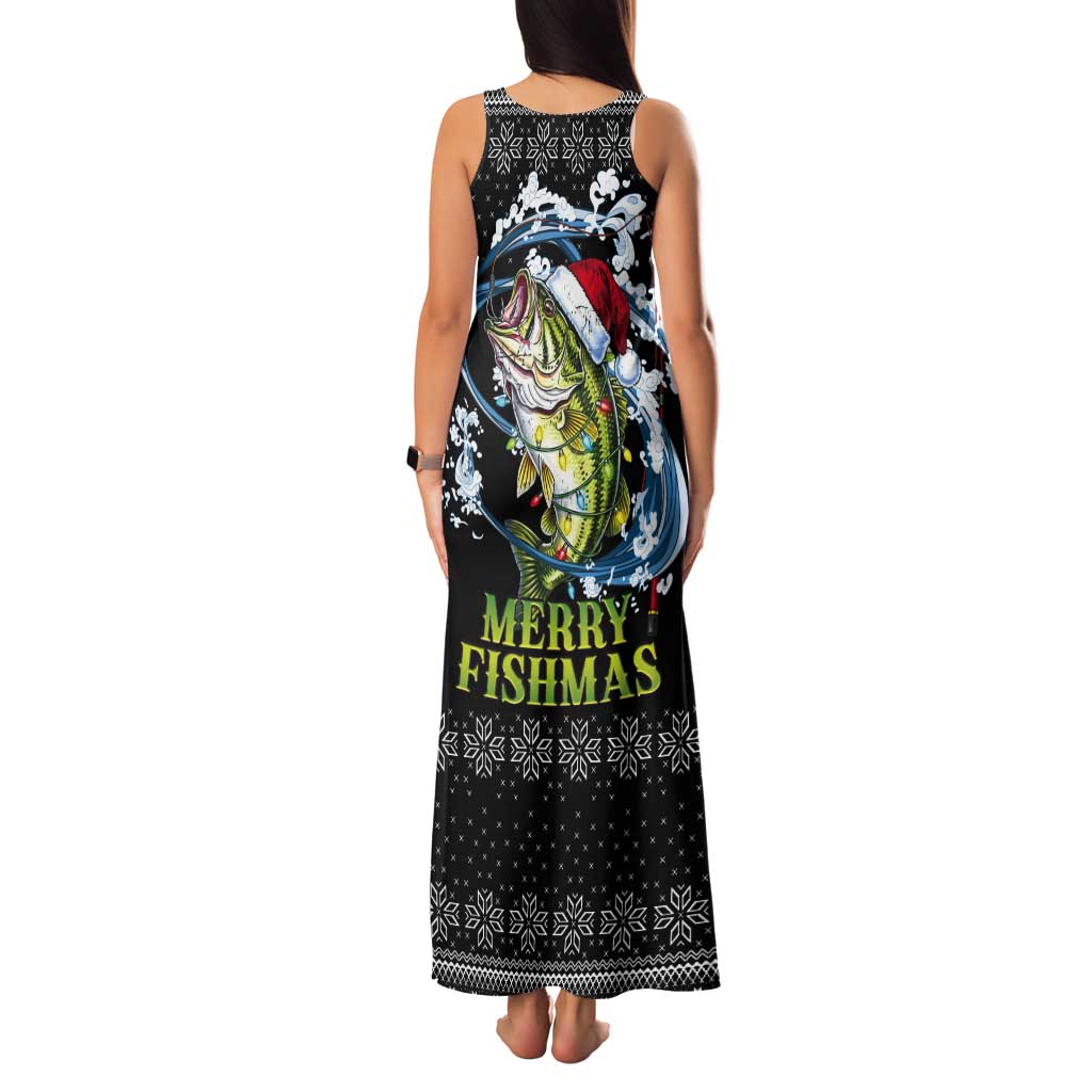 Funny Fishmas Bass Tank Maxi Dress Fish Santa Hat Christmas Vibes - Wonder Print Shop