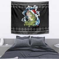 Funny Fishmas Bass Tapestry Fish Santa Hat Christmas Vibes - Wonder Print Shop