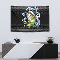 Funny Fishmas Bass Tapestry Fish Santa Hat Christmas Vibes - Wonder Print Shop