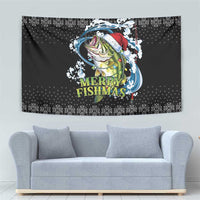 Funny Fishmas Bass Tapestry Fish Santa Hat Christmas Vibes - Wonder Print Shop