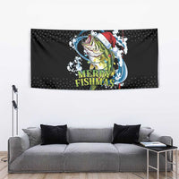 Funny Fishmas Bass Tapestry Fish Santa Hat Christmas Vibes - Wonder Print Shop