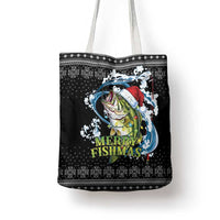 Funny Fishmas Bass Tote Bag Fish Santa Hat Christmas Vibes - Wonder Print Shop