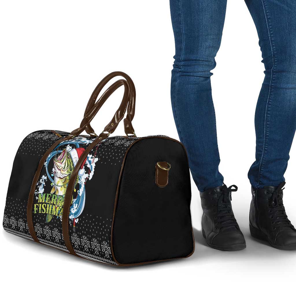 Funny Fishmas Bass Travel Bag Fish Santa Hat Christmas Vibes - Wonder Print Shop
