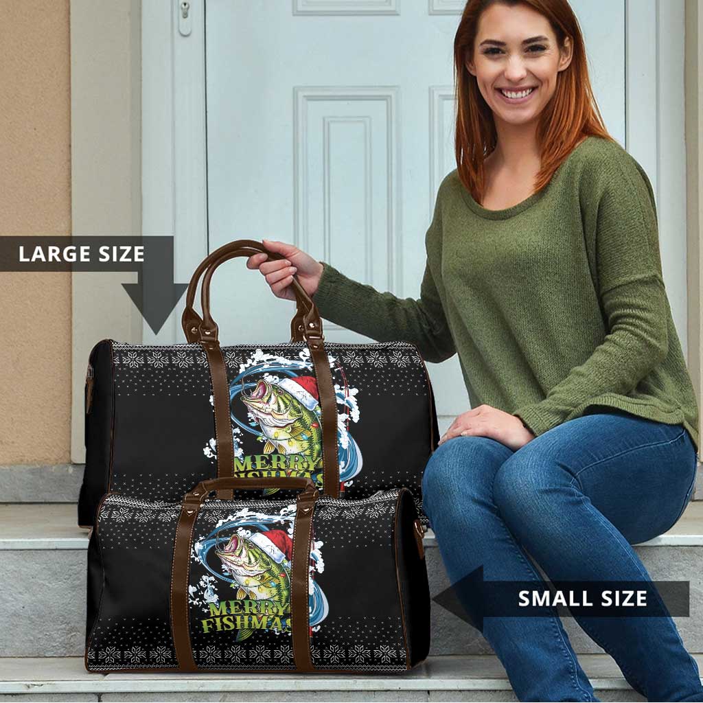 Funny Fishmas Bass Travel Bag Fish Santa Hat Christmas Vibes - Wonder Print Shop