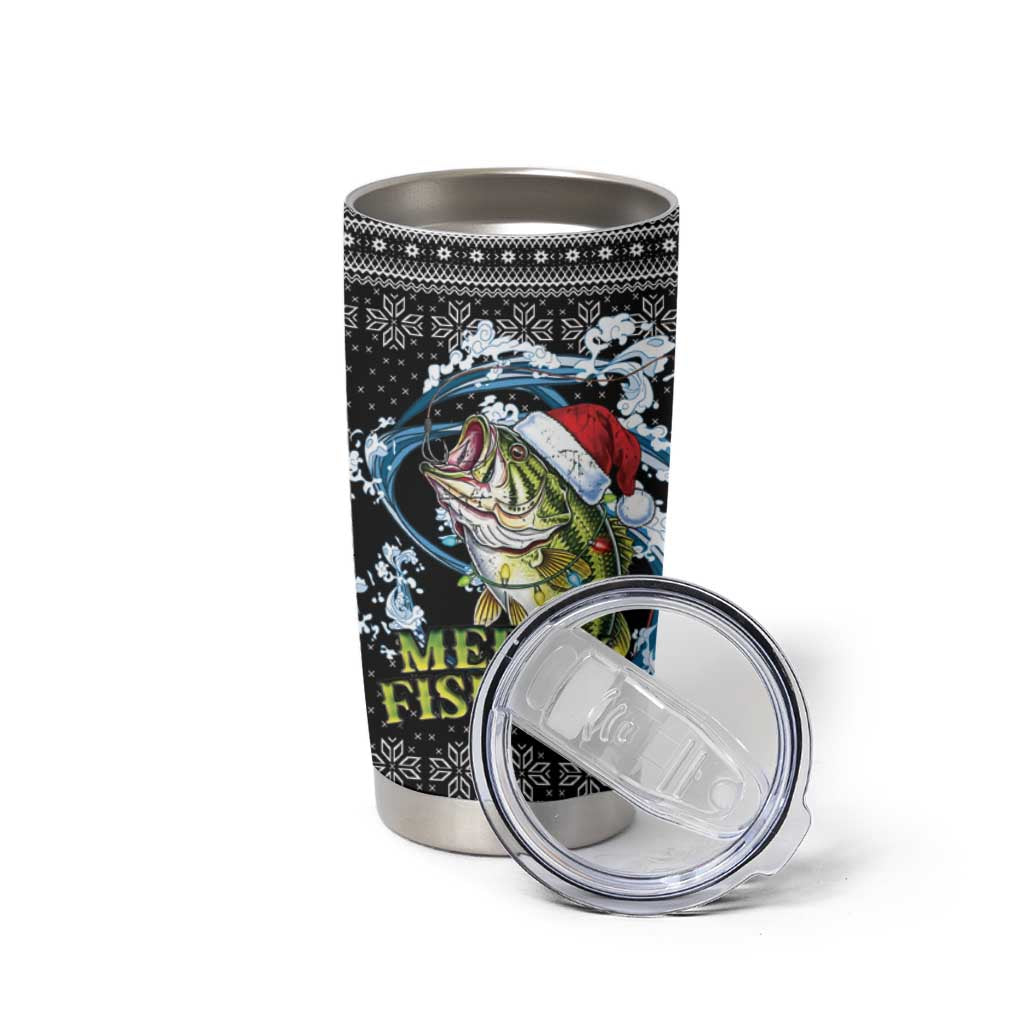 Funny Fishmas Bass Tumbler Cup Fish Santa Hat Christmas Vibes - Wonder Print Shop