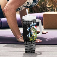 Funny Fishmas Bass Tumbler With Handle Fish Santa Hat Christmas Vibes - Wonder Print Shop
