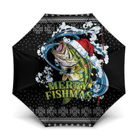 Funny Fishmas Bass Umbrella Fish Santa Hat Christmas Vibes - Wonder Print Shop