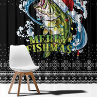 Funny Fishmas Bass Window Curtain Fish Santa Hat Christmas Vibes - Wonder Print Shop