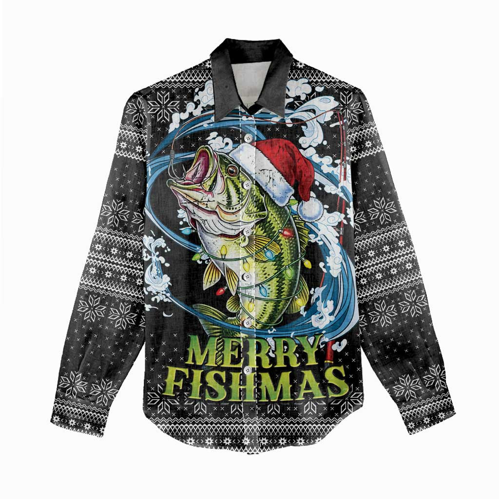 Funny Fishmas Bass Women Casual Shirt Fish Santa Hat Christmas Vibes - Wonder Print Shop