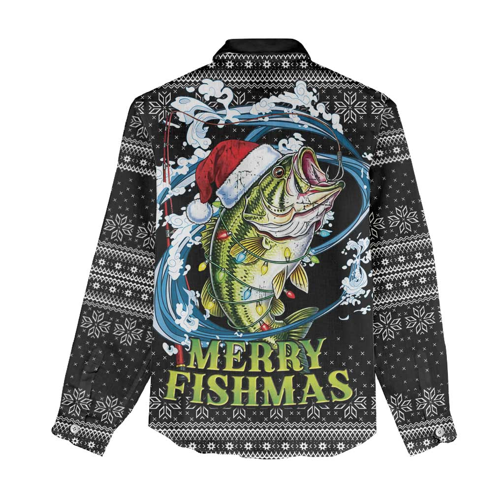 Funny Fishmas Bass Women Casual Shirt Fish Santa Hat Christmas Vibes - Wonder Print Shop