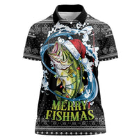 Funny Fishmas Bass Women Polo Shirt Fish Santa Hat Christmas Vibes - Wonder Print Shop