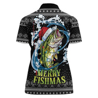 Funny Fishmas Bass Women Polo Shirt Fish Santa Hat Christmas Vibes - Wonder Print Shop