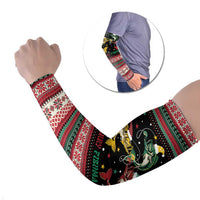 Funny Fishmas Bass Arm Sleeves Christmas Santa Hat Lights - Wonder Print Shop