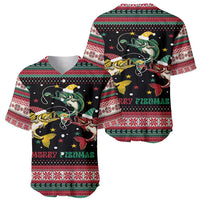 Funny Fishmas Bass Baseball Jersey Christmas Santa Hat Lights - Wonder Print Shop