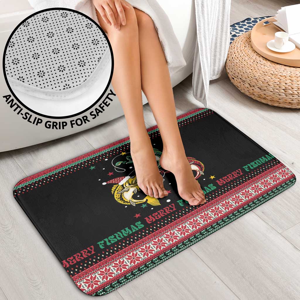 Funny Fishmas Bass Bathroom Set Christmas Santa Hat Lights - Wonder Print Shop