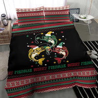 Funny Fishmas Bass Bedding Set Christmas Santa Hat Lights - Wonder Print Shop
