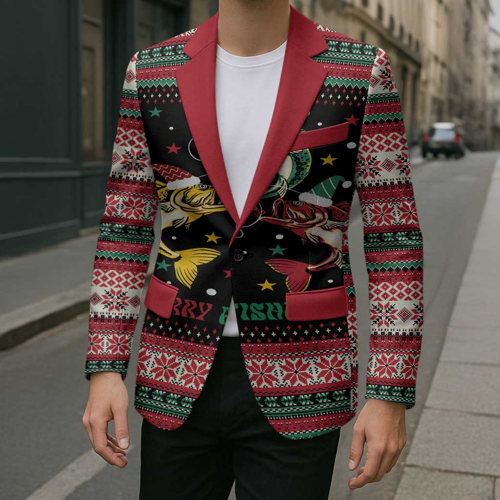 Funny Fishmas Bass Blazer Christmas Santa Hat Lights - Wonder Print Shop