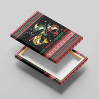 Funny Fishmas Bass Canvas Wall Art Christmas Santa Hat Lights - Wonder Print Shop