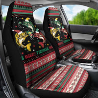 Funny Fishmas Bass Car Seat Cover Christmas Santa Hat Lights - Wonder Print Shop