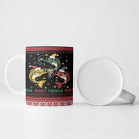 Funny Fishmas Bass Ceramic Mug Christmas Santa Hat Lights - Wonder Print Shop