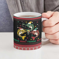 Funny Fishmas Bass Ceramic Mug Christmas Santa Hat Lights - Wonder Print Shop