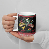 Funny Fishmas Bass Ceramic Mug Christmas Santa Hat Lights - Wonder Print Shop