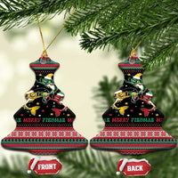 Funny Fishmas Bass Ceramic Ornament Christmas Santa Hat Lights - Wonder Print Shop