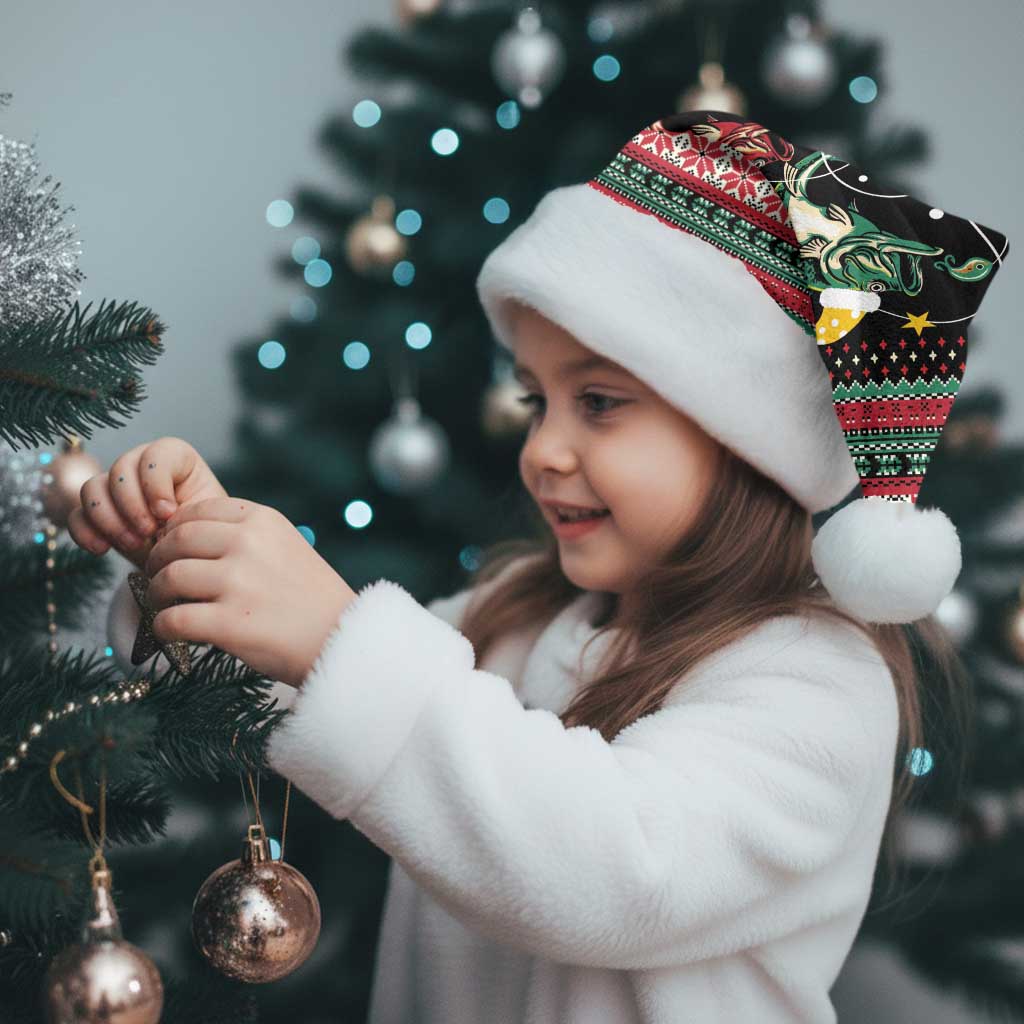 Funny Fishmas Bass Christmas Santa Hat Christmas Santa Hat Lights - Wonder Print Shop