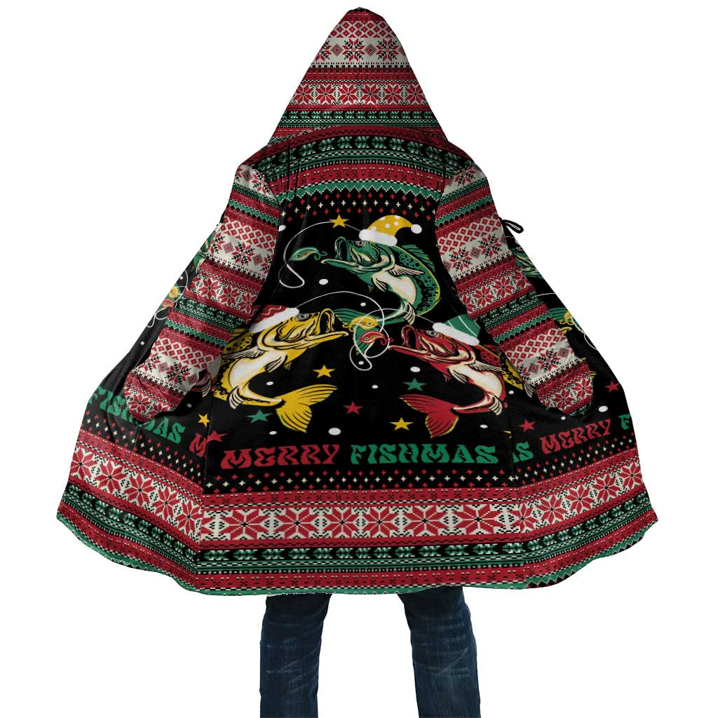 Funny Fishmas Bass Cloak Christmas Santa Hat Lights - Wonder Print Shop