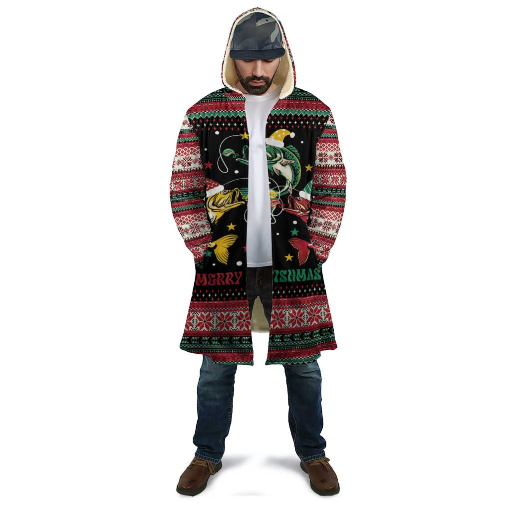 Funny Fishmas Bass Cloak Christmas Santa Hat Lights - Wonder Print Shop