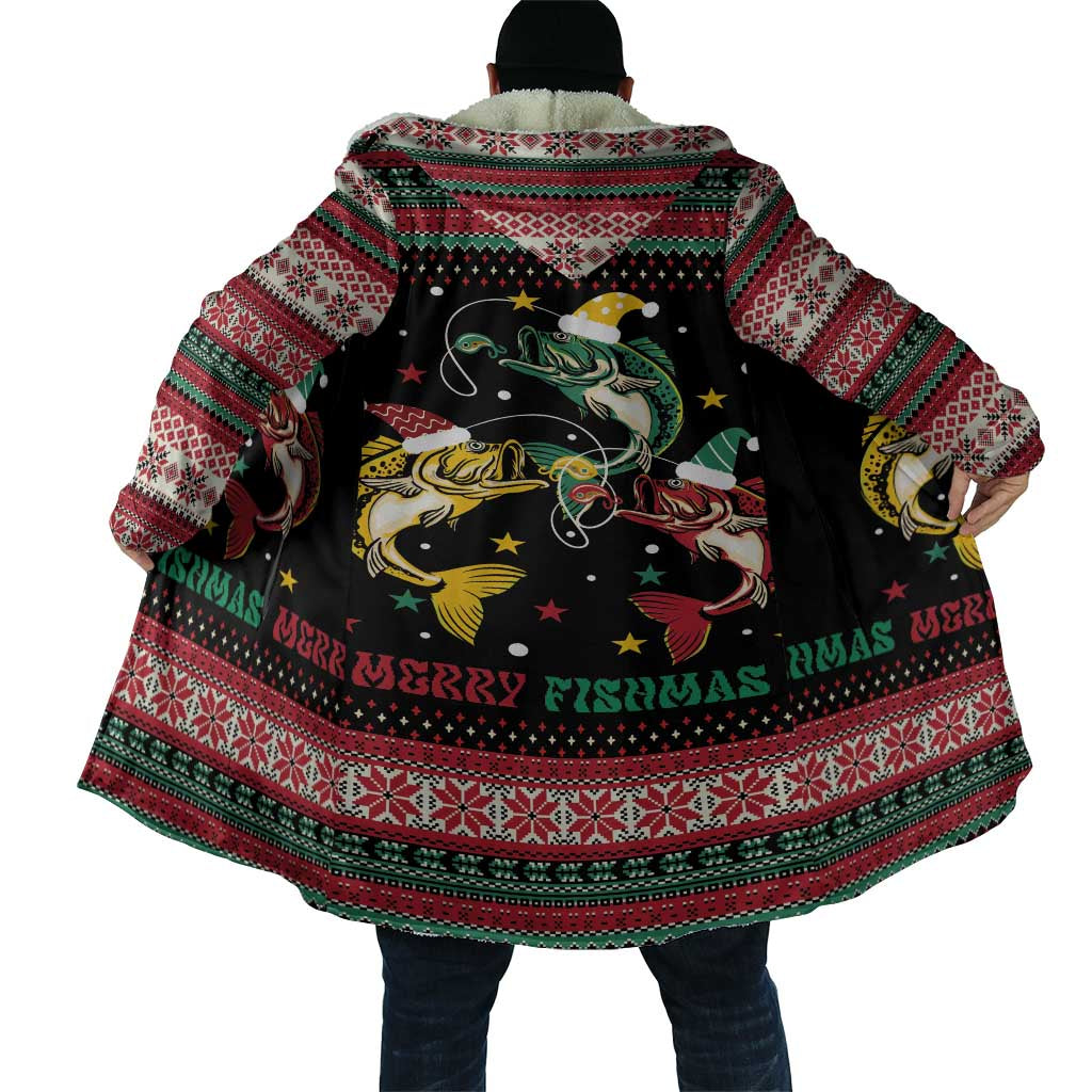 Funny Fishmas Bass Cloak Christmas Santa Hat Lights - Wonder Print Shop