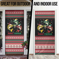Funny Fishmas Bass Door Cover Christmas Santa Hat Lights - Wonder Print Shop