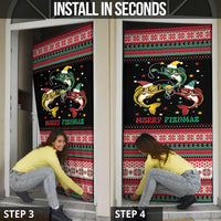 Funny Fishmas Bass Door Cover Christmas Santa Hat Lights - Wonder Print Shop