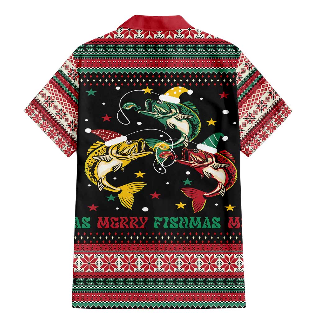 Funny Fishmas Bass Family Matching Mermaid Dress and Hawaiian Shirt Christmas Santa Hat Lights - Wonder Print Shop