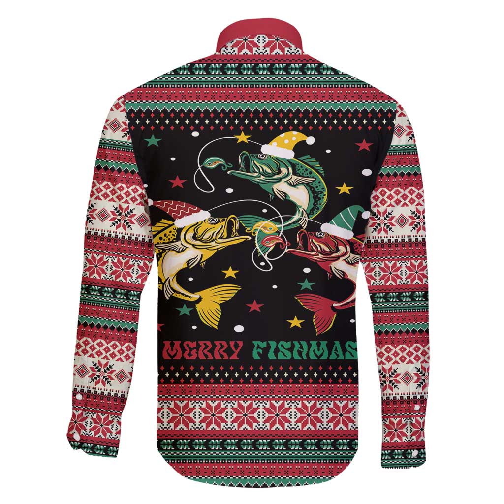 Funny Fishmas Bass Family Matching Mermaid Dress and Hawaiian Shirt Christmas Santa Hat Lights - Wonder Print Shop