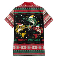 Funny Fishmas Bass Family Matching Puletasi and Hawaiian Shirt Christmas Santa Hat Lights - Wonder Print Shop