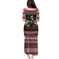 Funny Fishmas Bass Family Matching Puletasi and Hawaiian Shirt Christmas Santa Hat Lights - Wonder Print Shop