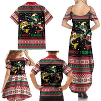 Funny Fishmas Bass Family Matching Summer Maxi Dress and Hawaiian Shirt Christmas Santa Hat Lights - Wonder Print Shop