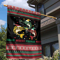 Funny Fishmas Bass Garden Flag Christmas Santa Hat Lights - Wonder Print Shop