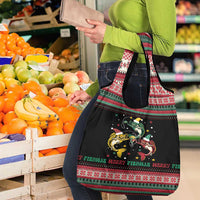 Funny Fishmas Bass Grocery Bag Christmas Santa Hat Lights - Wonder Print Shop