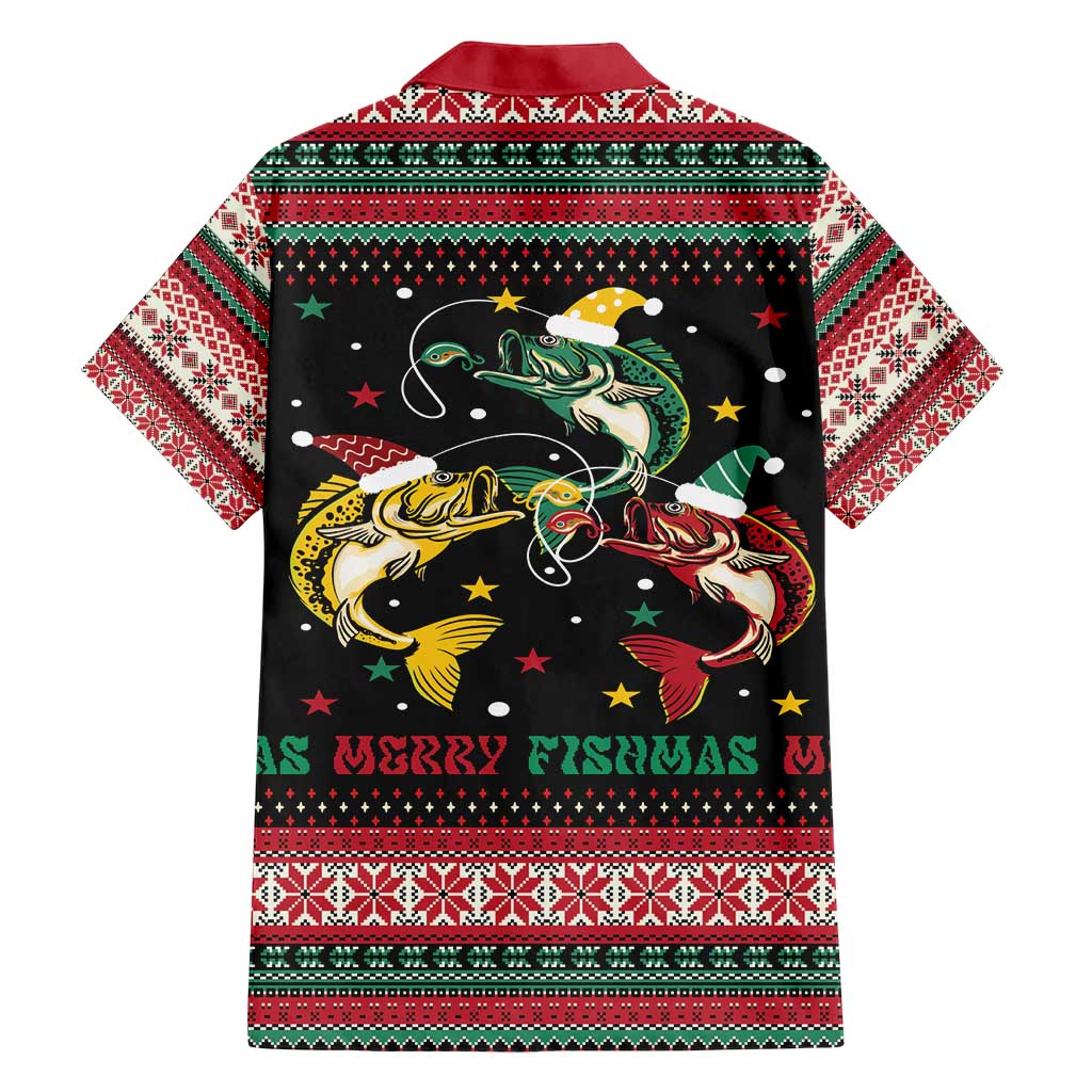 Funny Fishmas Bass Hawaiian Shirt Christmas Santa Hat Lights - Wonder Print Shop