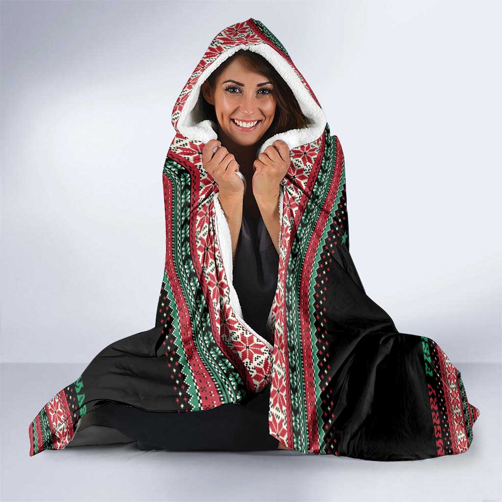 Funny Fishmas Bass Hooded Blanket Christmas Santa Hat Lights - Wonder Print Shop