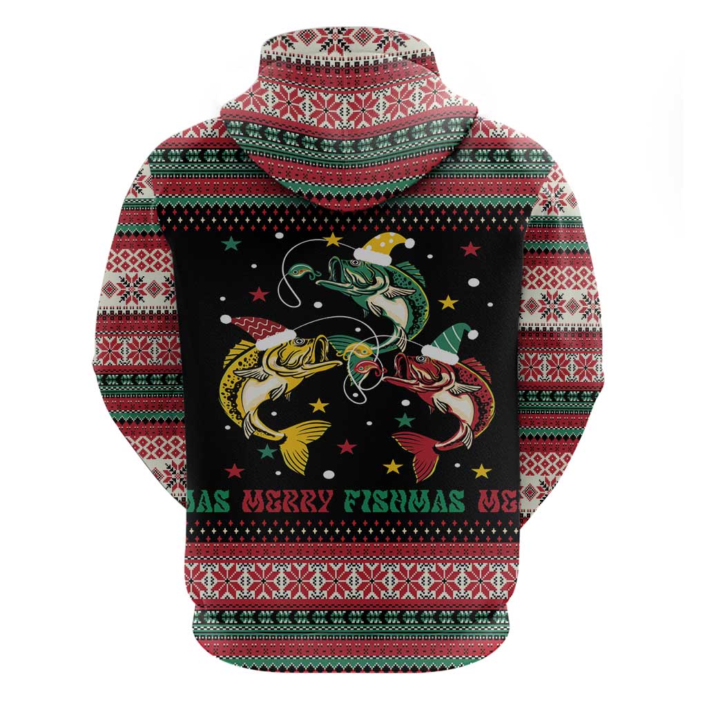 Funny Fishmas Bass Hoodie Christmas Santa Hat Lights - Wonder Print Shop