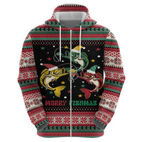 Funny Fishmas Bass Hoodie Christmas Santa Hat Lights - Wonder Print Shop