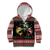 Funny Fishmas Bass Kid Hoodie Christmas Santa Hat Lights - Wonder Print Shop