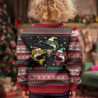 Funny Fishmas Bass Kid Ugly Christmas Sweater Christmas Santa Hat Lights - Wonder Print Shop
