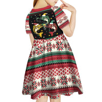 Funny Fishmas Bass Kid Short Sleeve Dress Christmas Santa Hat Lights - Wonder Print Shop