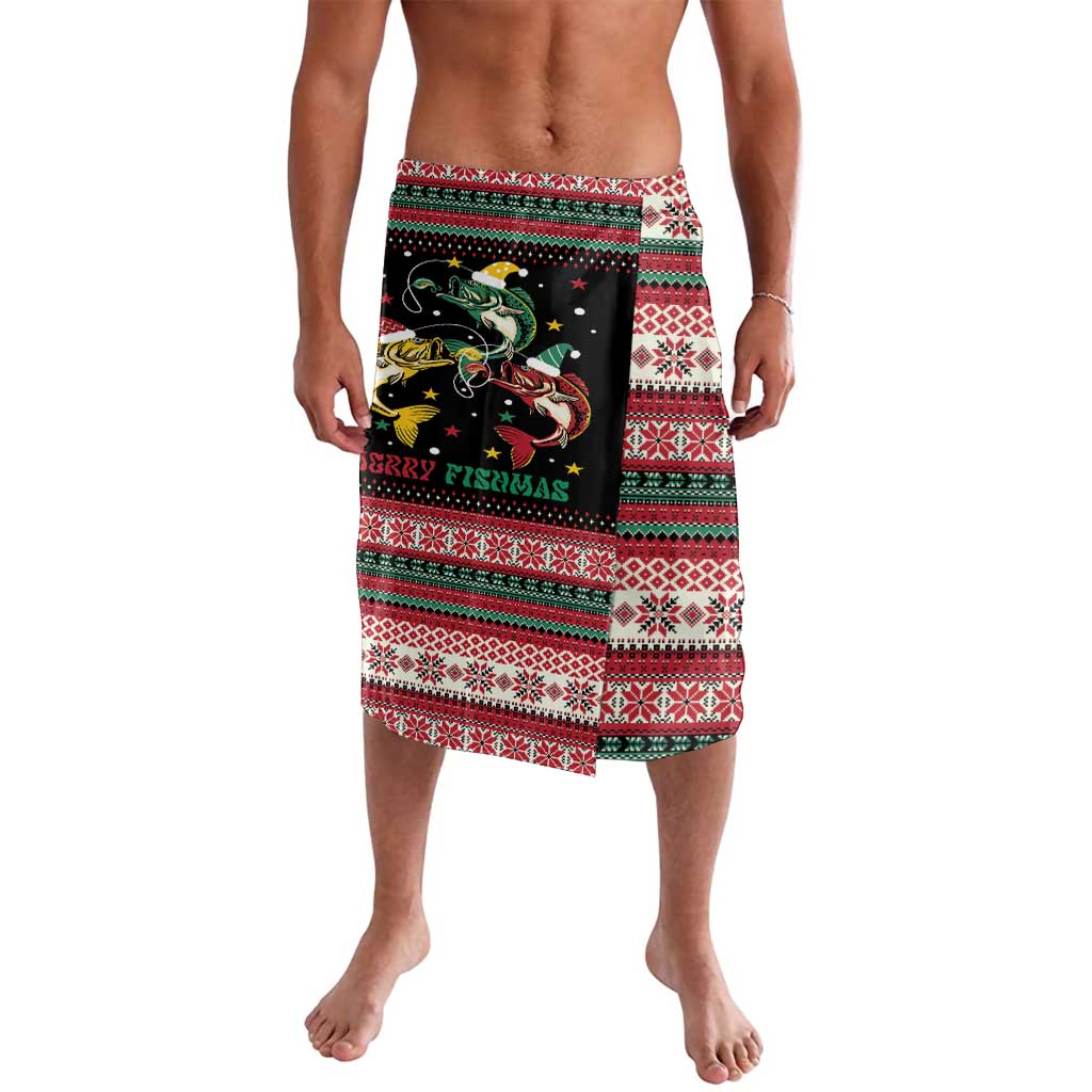 Funny Fishmas Bass Lavalava Christmas Santa Hat Lights - Wonder Print Shop