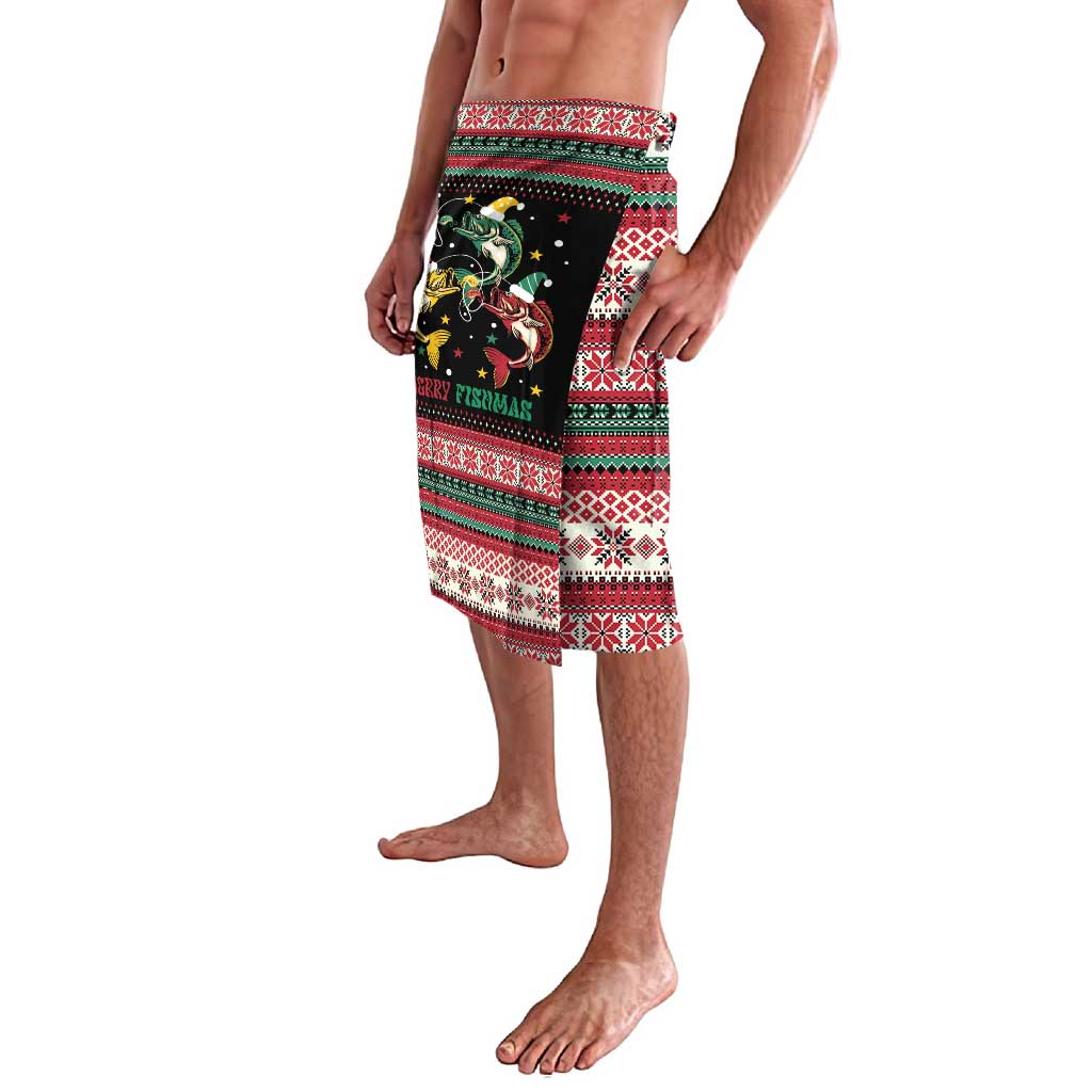 Funny Fishmas Bass Lavalava Christmas Santa Hat Lights - Wonder Print Shop